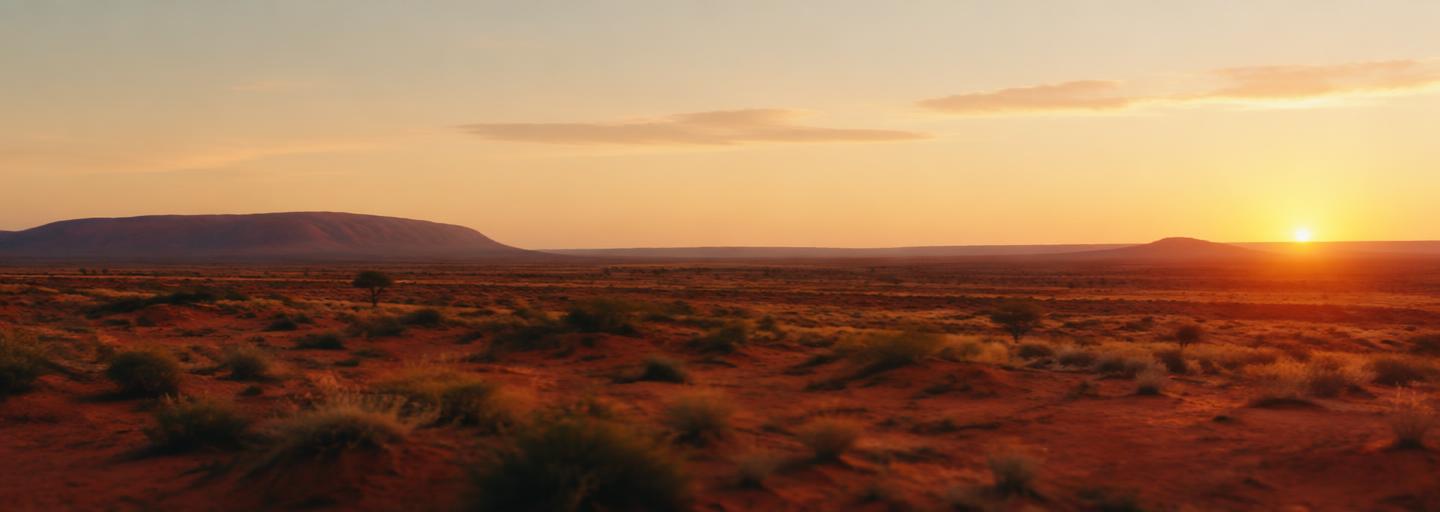 Golden hour over the red Australian outback